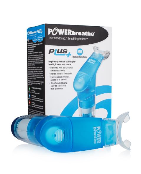 POWERBreathe Breathing Exercise Device - Breathing Trainer & Therapy Tool to Strengthen Breathing Muscles – Blue, Medium Resistance