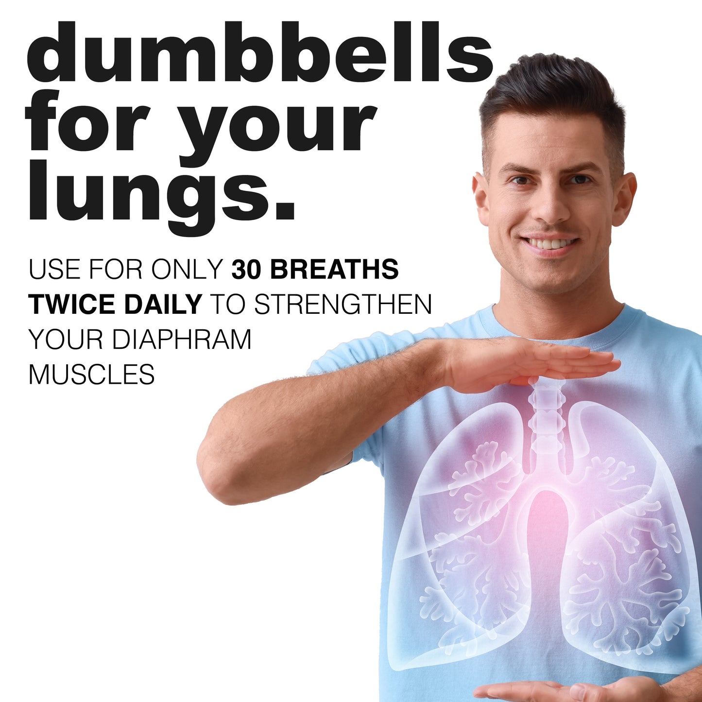 POWERBreathe Breathing Exercise Device - Breathing Trainer & Therapy Tool to Strengthen Breathing Muscles – Blue, Medium Resistance