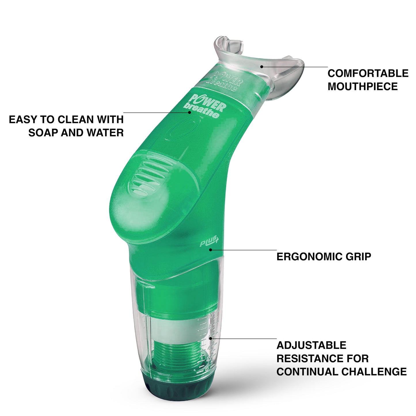 POWERBreathe Breathing Exercise Device - Breathing Trainer and Therapy Tool to Strengthen Breathing Muscles - Green, Light Resistance