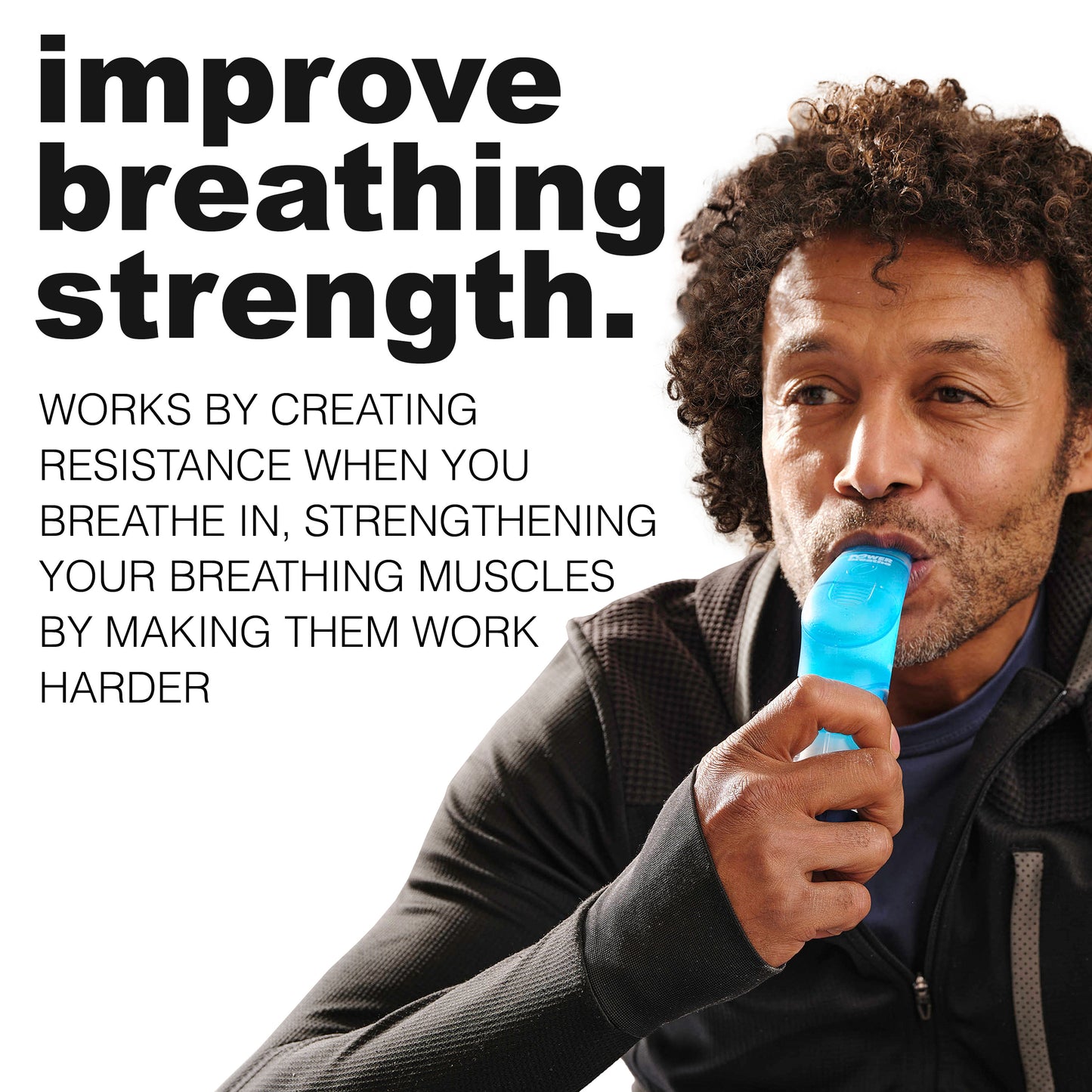 POWERBreathe Breathing Exercise Device - Breathing Trainer & Therapy Tool to Strengthen Breathing Muscles – Blue, Medium Resistance
