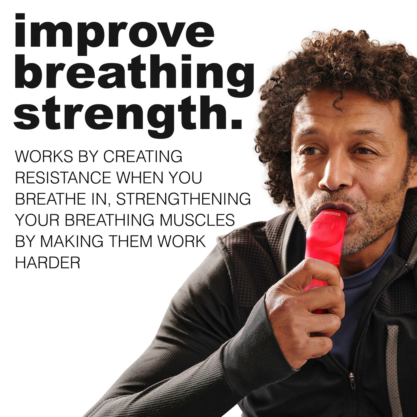 POWERBreathe Breathing Exercise Device - Breathing Trainer and Therapy Tool to Strengthen Breathing Muscles – Red, Heavy Resistance