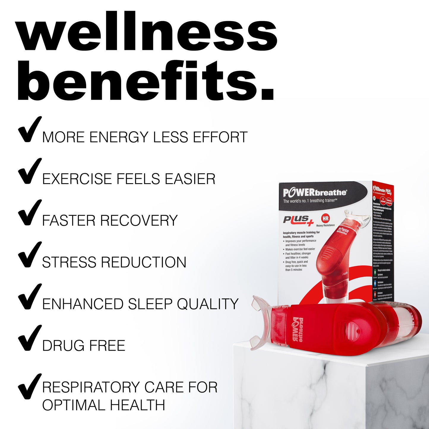 POWERBreathe Breathing Exercise Device - Breathing Trainer and Therapy Tool to Strengthen Breathing Muscles – Red, Heavy Resistance