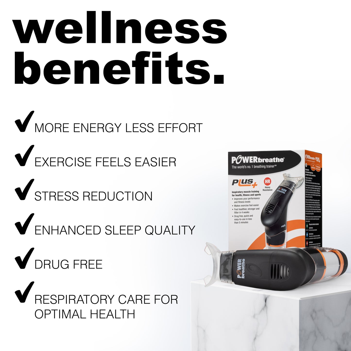 POWERBreathe Breathing Exercise Device - Breathing Trainer and Therapy Tool to Strengthen Breathing Muscles – Black, Medium Resistance