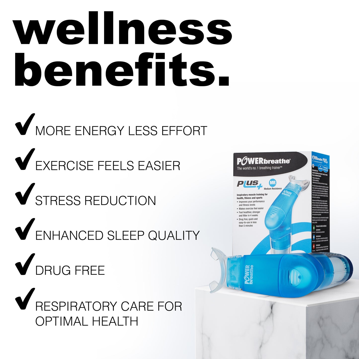 POWERBreathe Breathing Exercise Device - Breathing Trainer & Therapy Tool to Strengthen Breathing Muscles – Blue, Medium Resistance