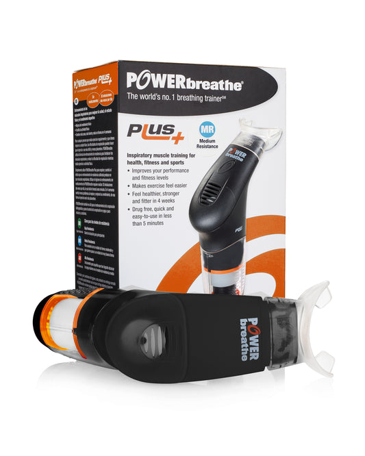 POWERBreathe Breathing Exercise Device - Breathing Trainer and Therapy Tool to Strengthen Breathing Muscles – Black, Medium Resistance