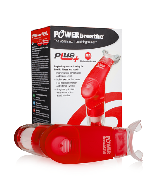 POWERBreathe Breathing Exercise Device - Breathing Trainer and Therapy Tool to Strengthen Breathing Muscles – Red, Heavy Resistance