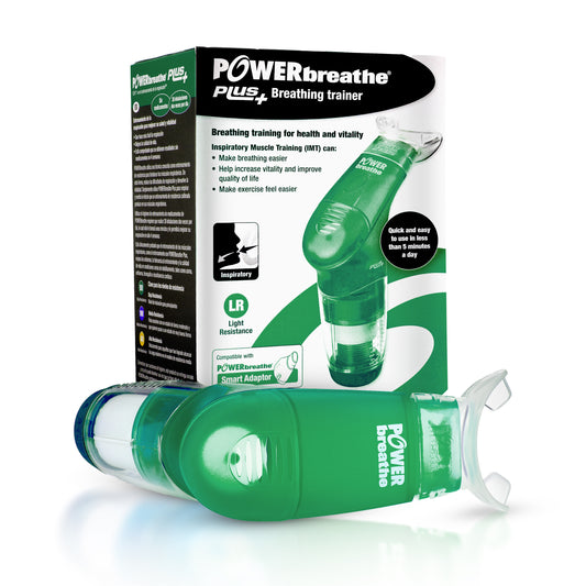 POWERBreathe Breathing Exercise Device - Breathing Trainer and Therapy Tool to Strengthen Breathing Muscles - Green, Light Resistance