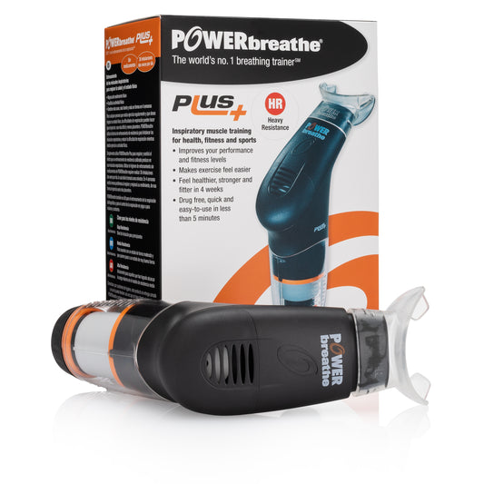 POWERBreathe Breathing Exercise Device - Breathing Trainer and Therapy Tool to Strengthen Breathing Muscles - Black, Heavy Resistance