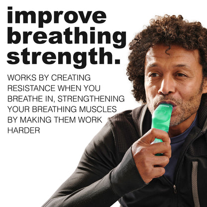POWERBreathe Breathing Exercise Device - Breathing Trainer and Therapy Tool to Strengthen Breathing Muscles - Green, Light Resistance