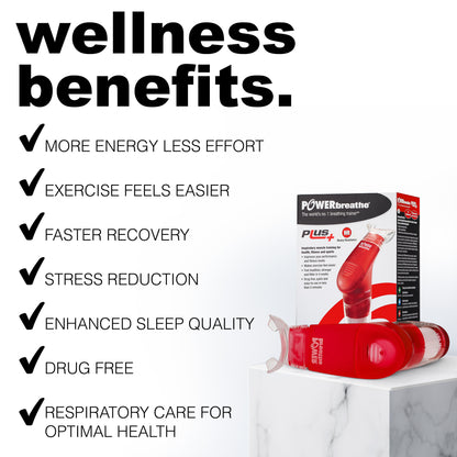 POWERBreathe Breathing Exercise Device - Breathing Trainer and Therapy Tool to Strengthen Breathing Muscles – Red, Heavy Resistance